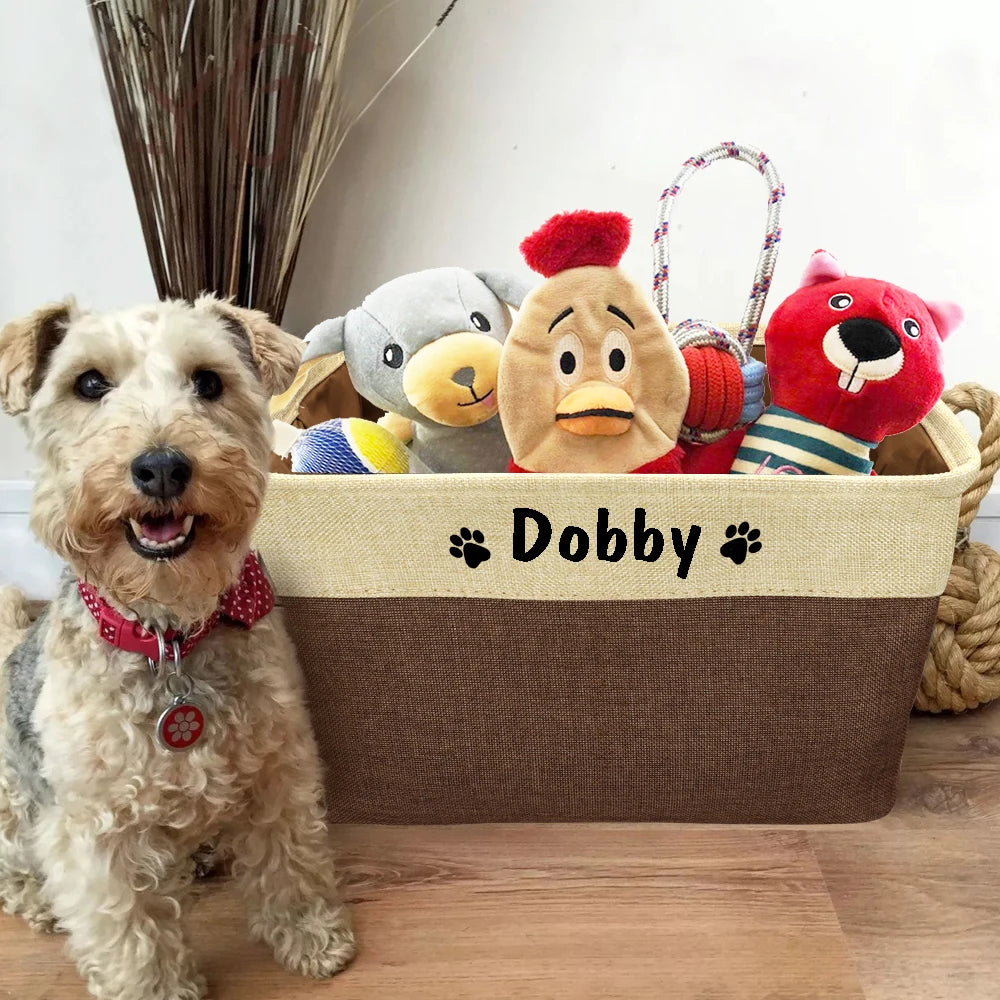Dog Toy Storage Basket Bag Foldable