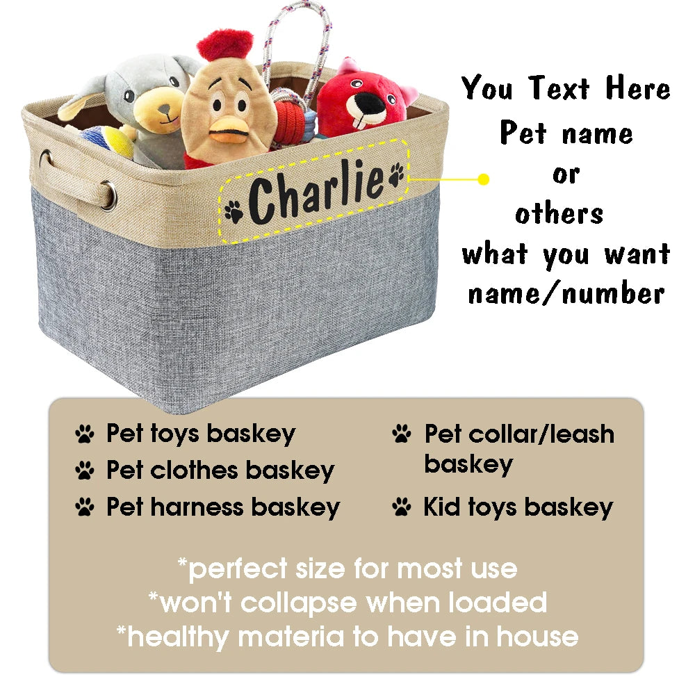 Dog Toy Storage Basket Bag Foldable